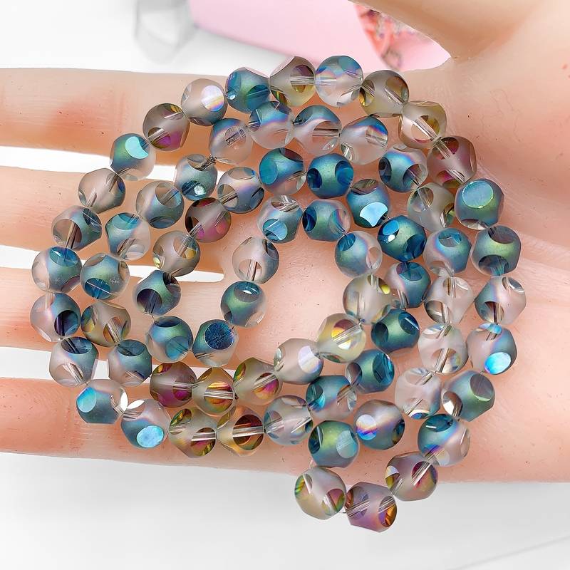 68pcs/set 0.314 Inch Diameter Crystal Beads AB Rainbow Plated Faceted Glass  Beads Bulk Spacer Beads For DIY Bracelet Artificial Jewelry Making Accesso